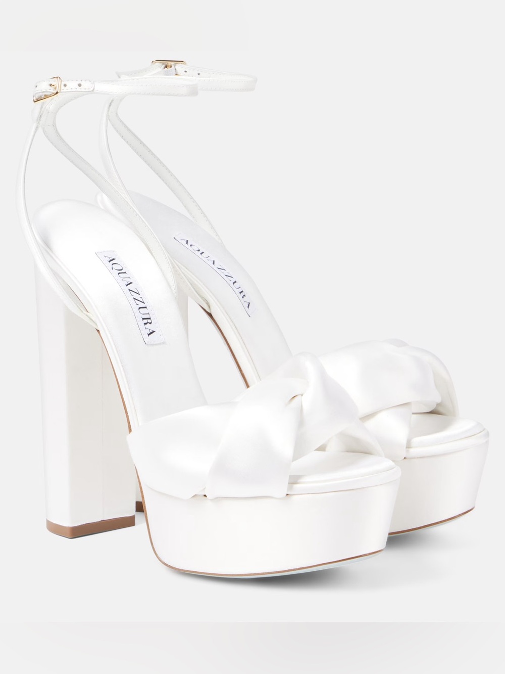 New Size 40 Aquazzura Bridal Olie 140 satin platform sandals white